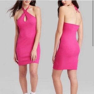 NWT Wild Fable Hot Pink Convertible Halter Mini Dress – Size S